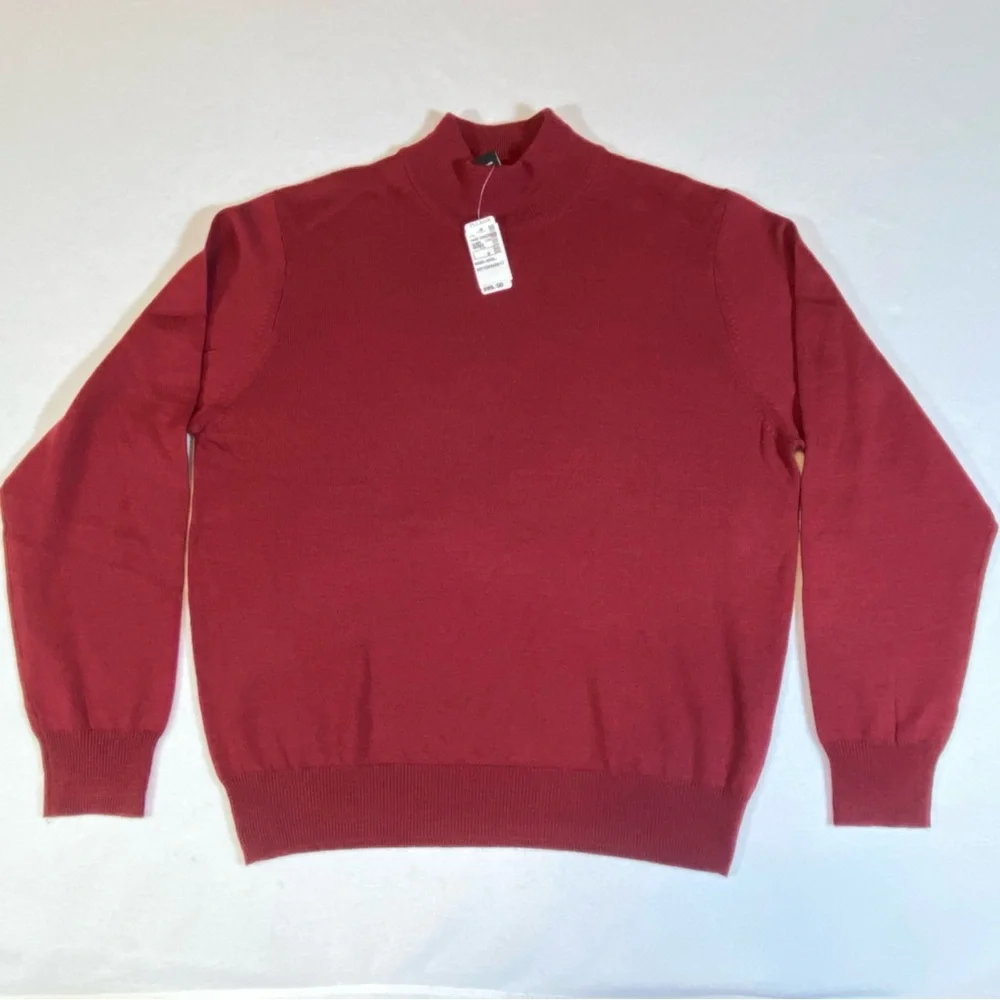 JOS A BANK Signature Collection Sweater Merino Wool Mock Neck Men’s Sz M Red NWT